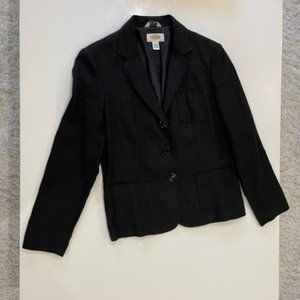 TALBOTS Vintage Petites Black Irish Linen Button Closure Jacket ~ Size 8